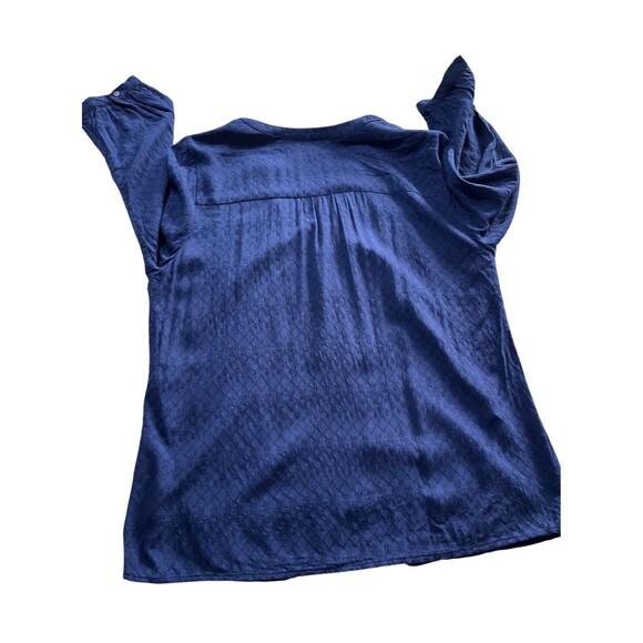 Skies Are Blue Navy Blue Peasant Top 3/4 Button Split Neck - Picture 7 of 9